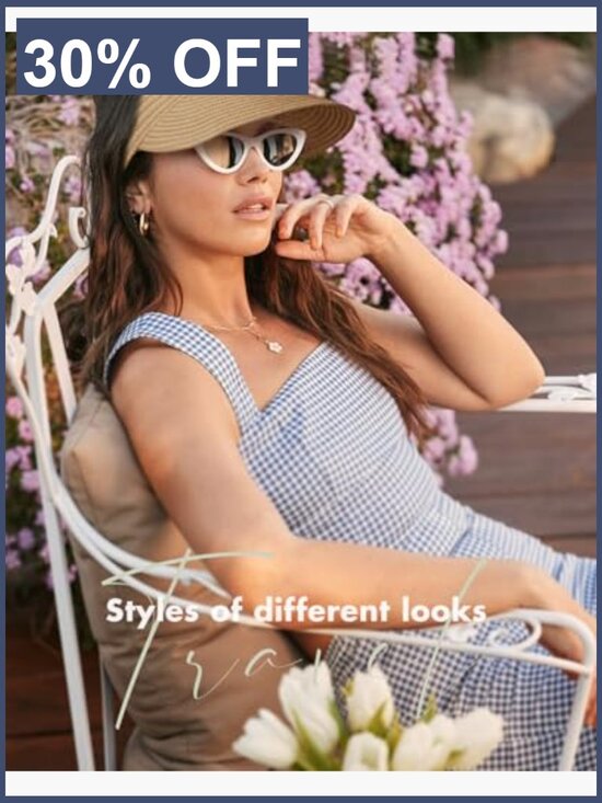 Wide Brim UPF50+ Straw Sun Visor Hat for Women, Packable Foldable Summer main image 7